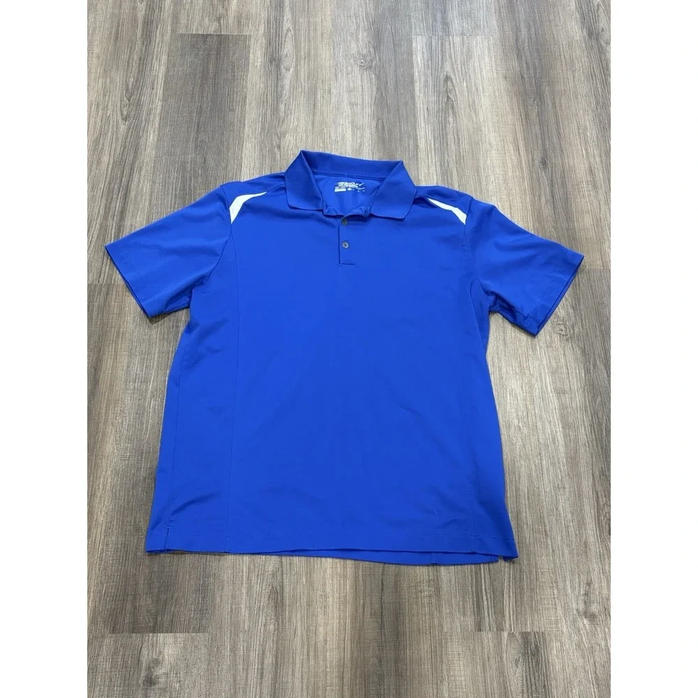 Nike Dri Fit Short Sleeve Mens Size XL Solid Blue Tour Performance Polo Shirt